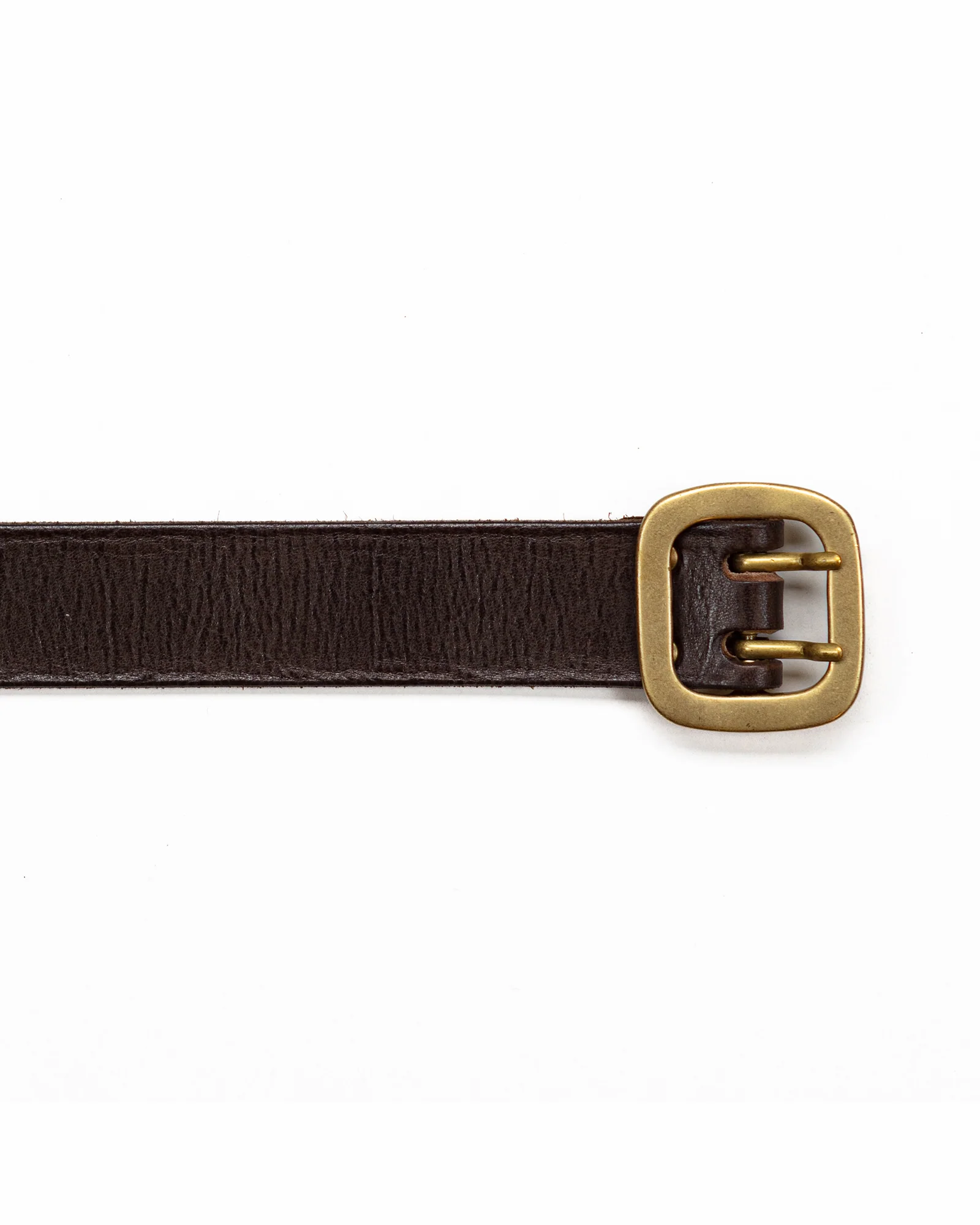Aged Dark Brown Belt with Brass Double Buckle - Image 3