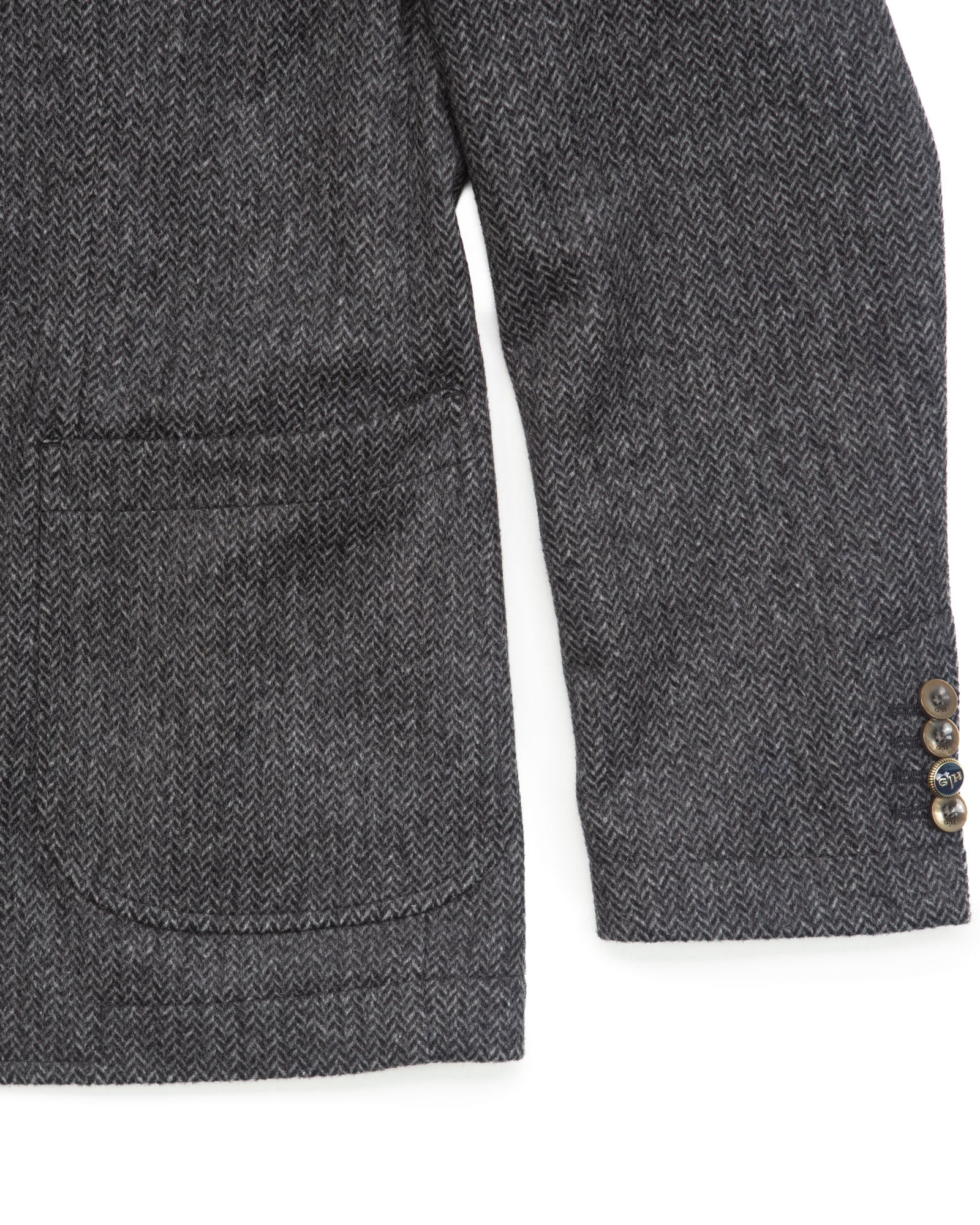 Blazer in Grey Herringbone Wool - Image 7