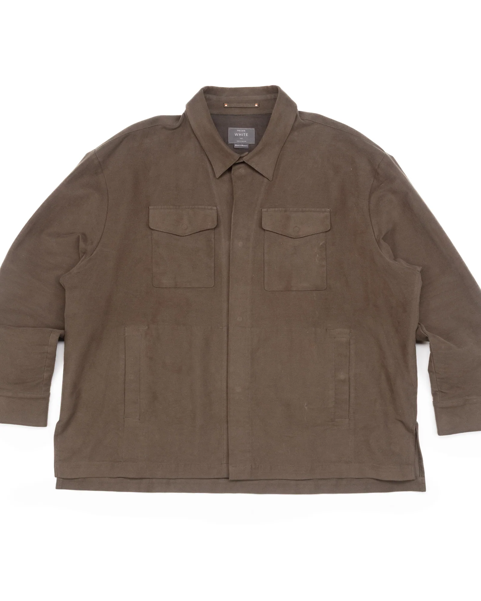 Buttoned Overshirt in Olive Grey Moleskin #1553