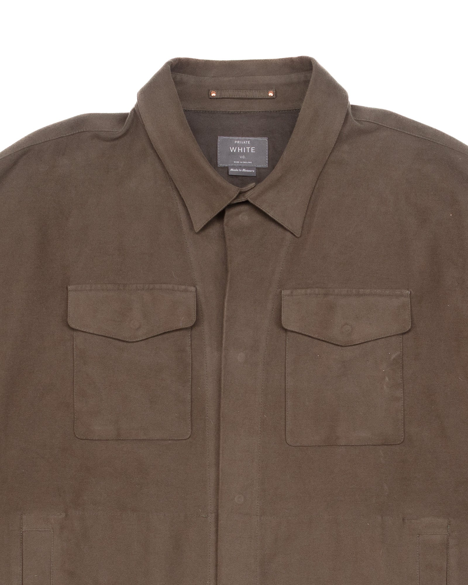 Buttoned Overshirt in Olive Grey Moleskin #1553 - Image 2