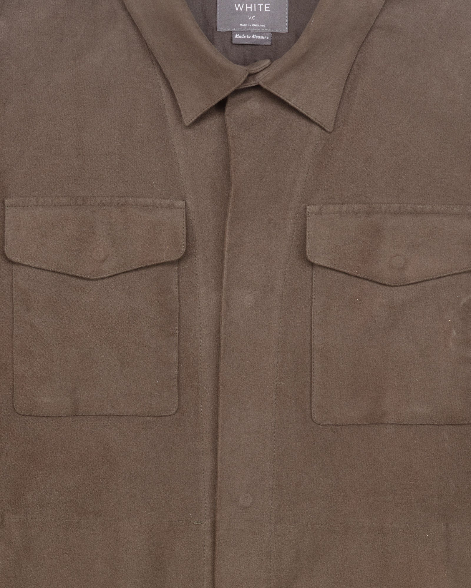 Buttoned Overshirt in Olive Grey Moleskin #1553 - Image 3