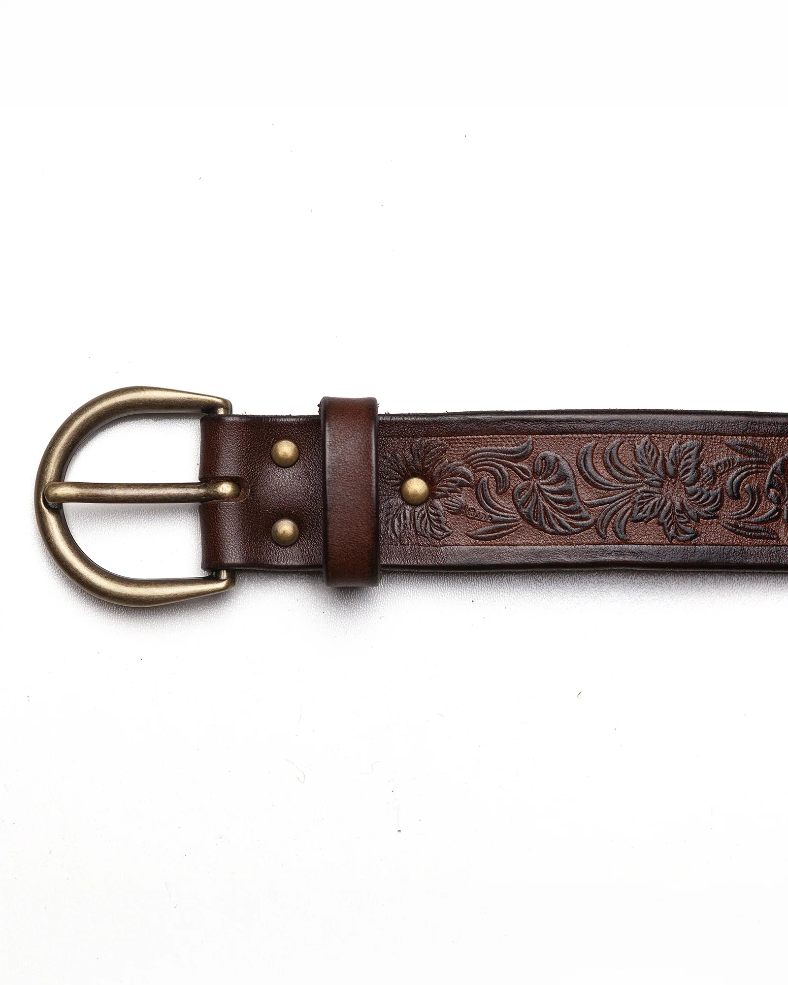 Classic Belt with Engraving in Antique Brown - Image 3