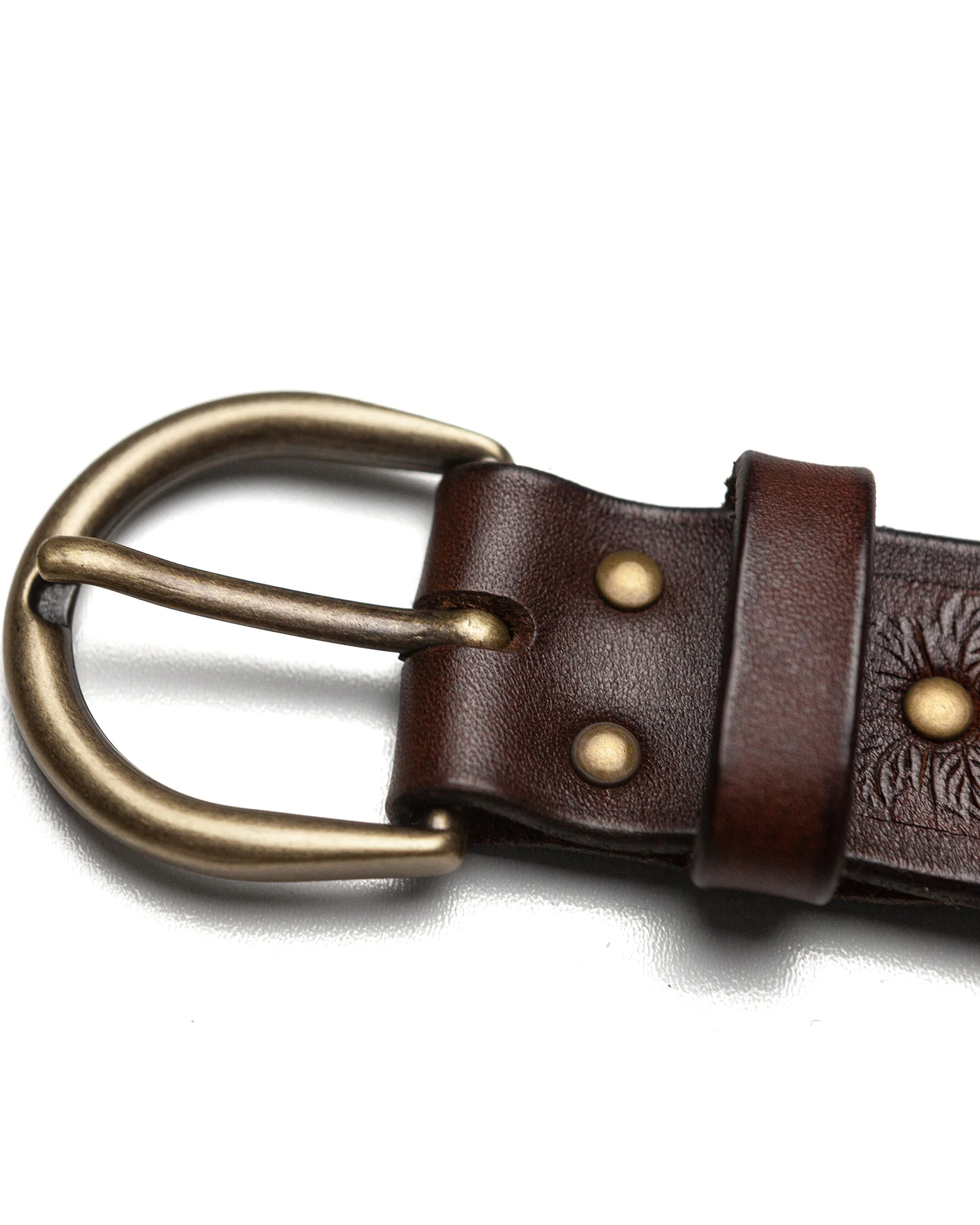 Classic Belt with Engraving in Antique Brown - Image 5