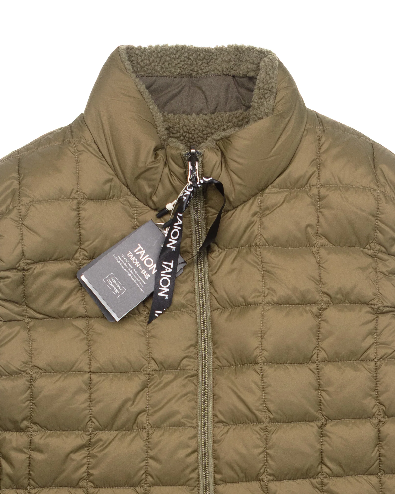 Down Reversible Vest in Olive #1482 - Image 2
