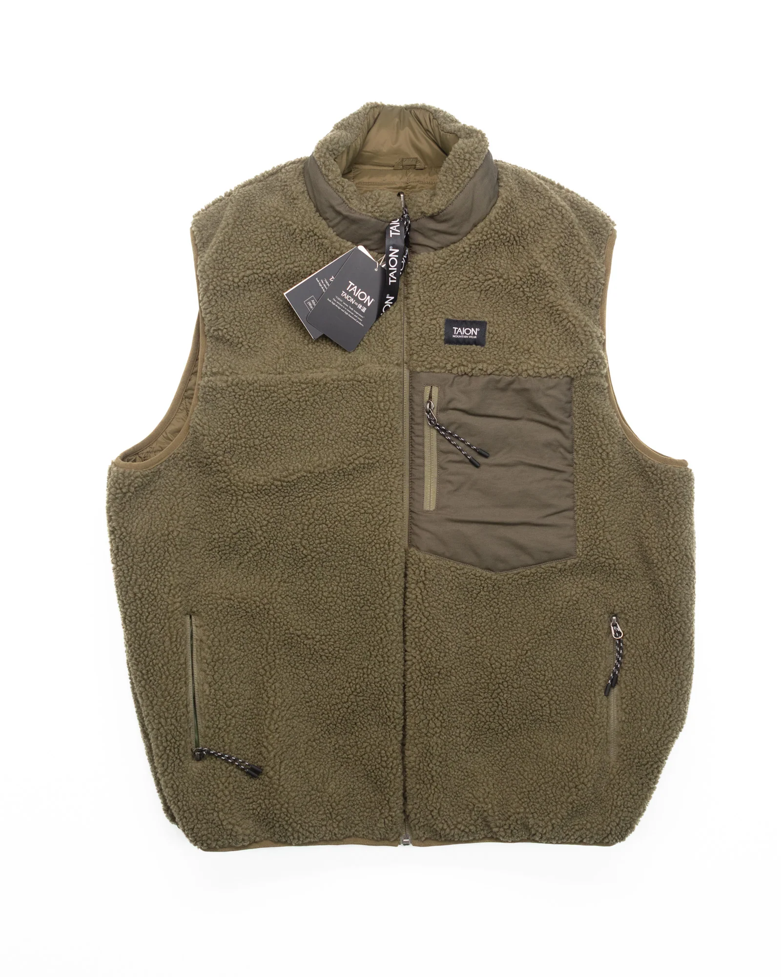 Down Reversible Vest in Olive #1482 - Image 5
