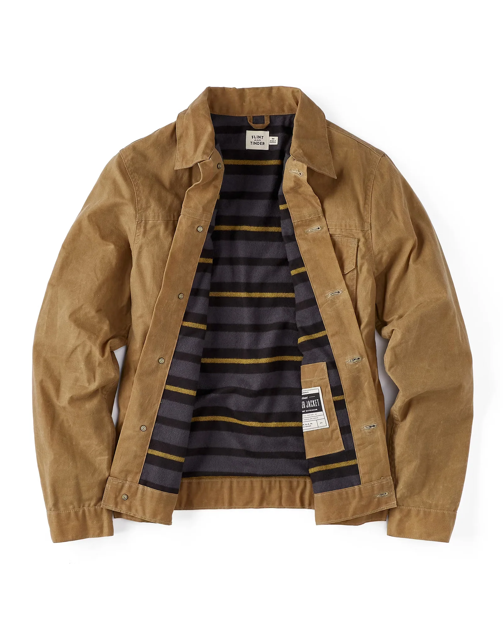 Flannel Lined Waxed Trucker Jacket in Field Tan - Image 7