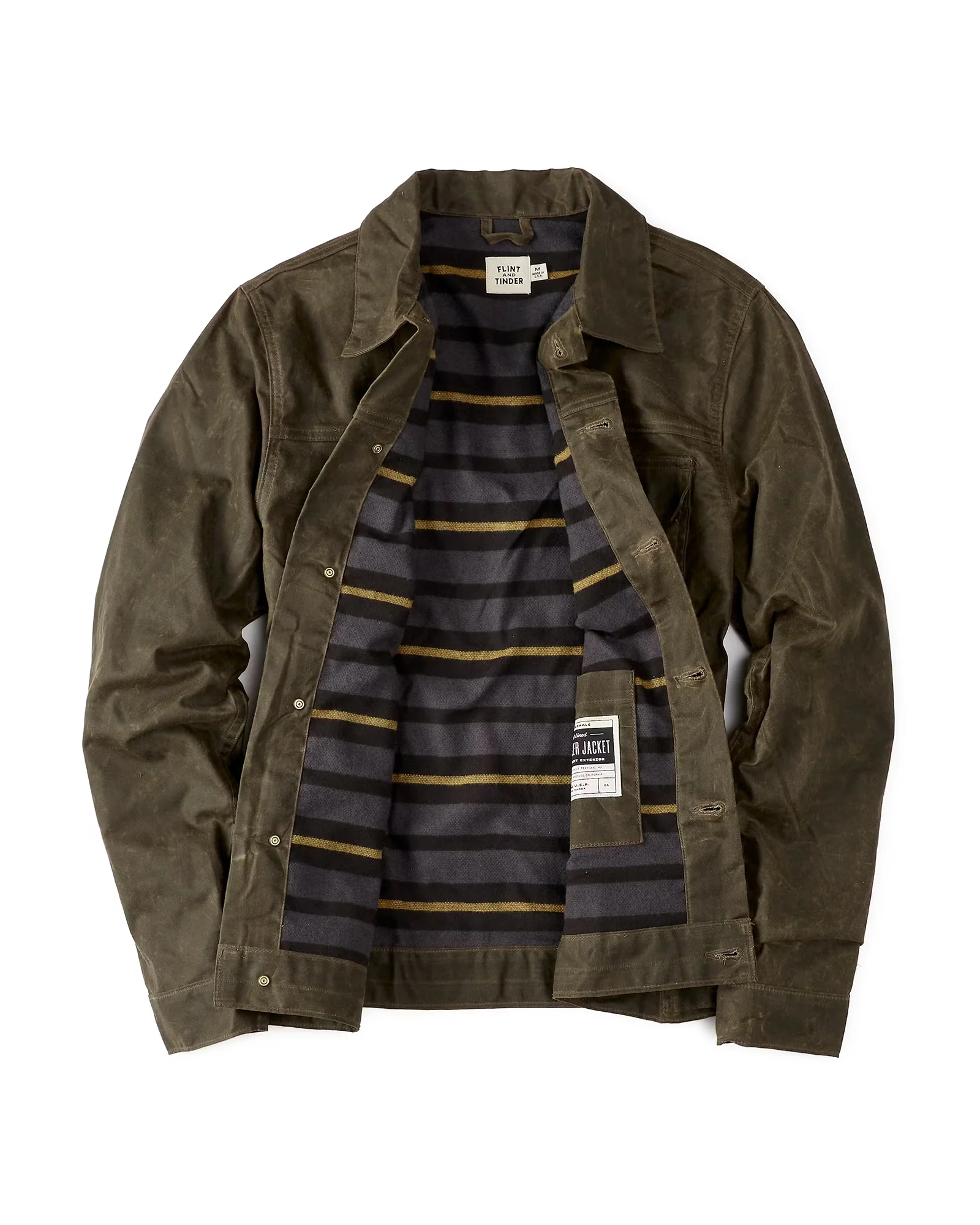 Flannel Lined Waxed Trucker Jacket in Forest - Image 10