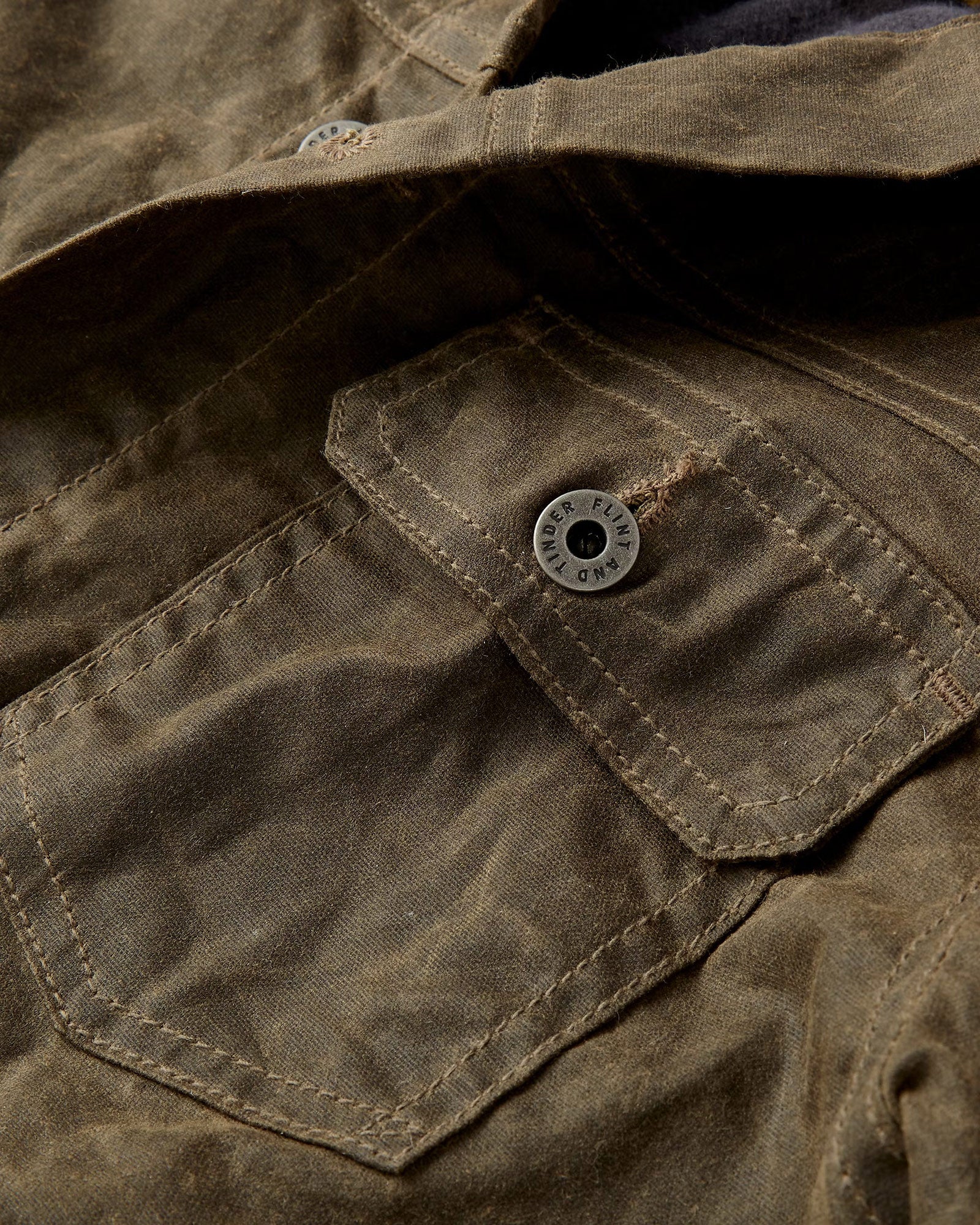 Flannel Lined Waxed Trucker Jacket in Forest - Image 13