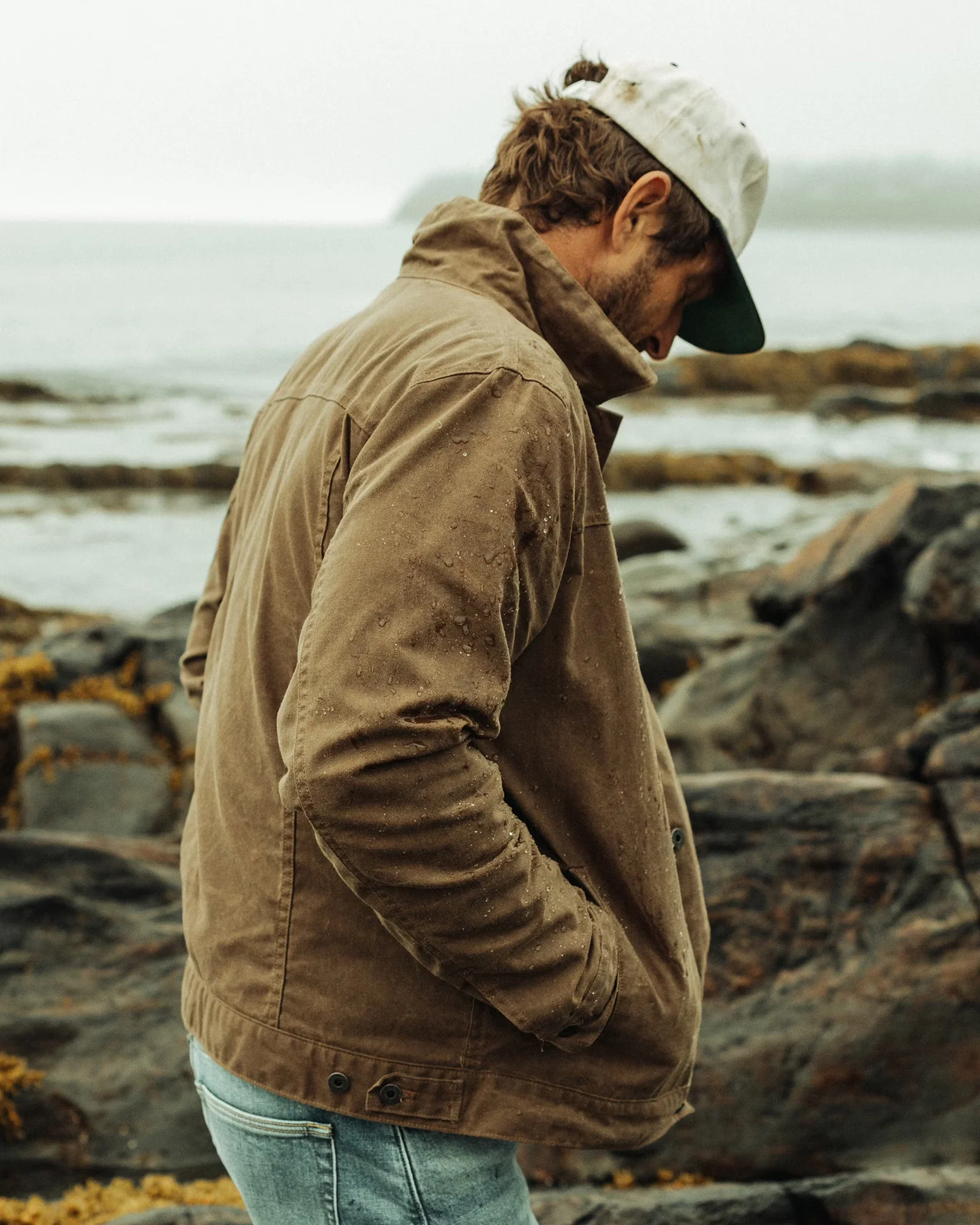 Flannel Lined Waxed Trucker Jacket in Havana - Image 3