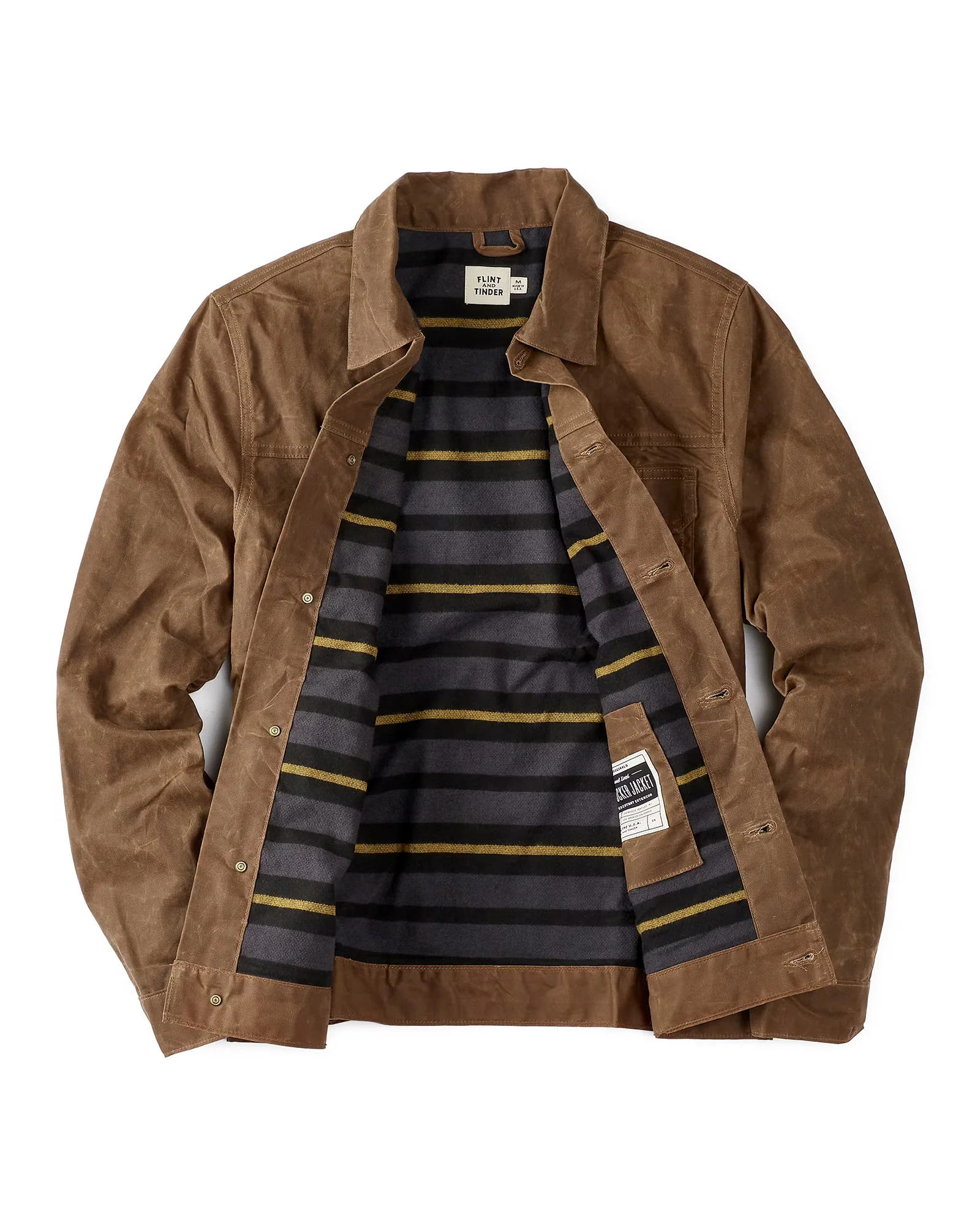 Flannel Lined Waxed Trucker Jacket in Havana - Image 4