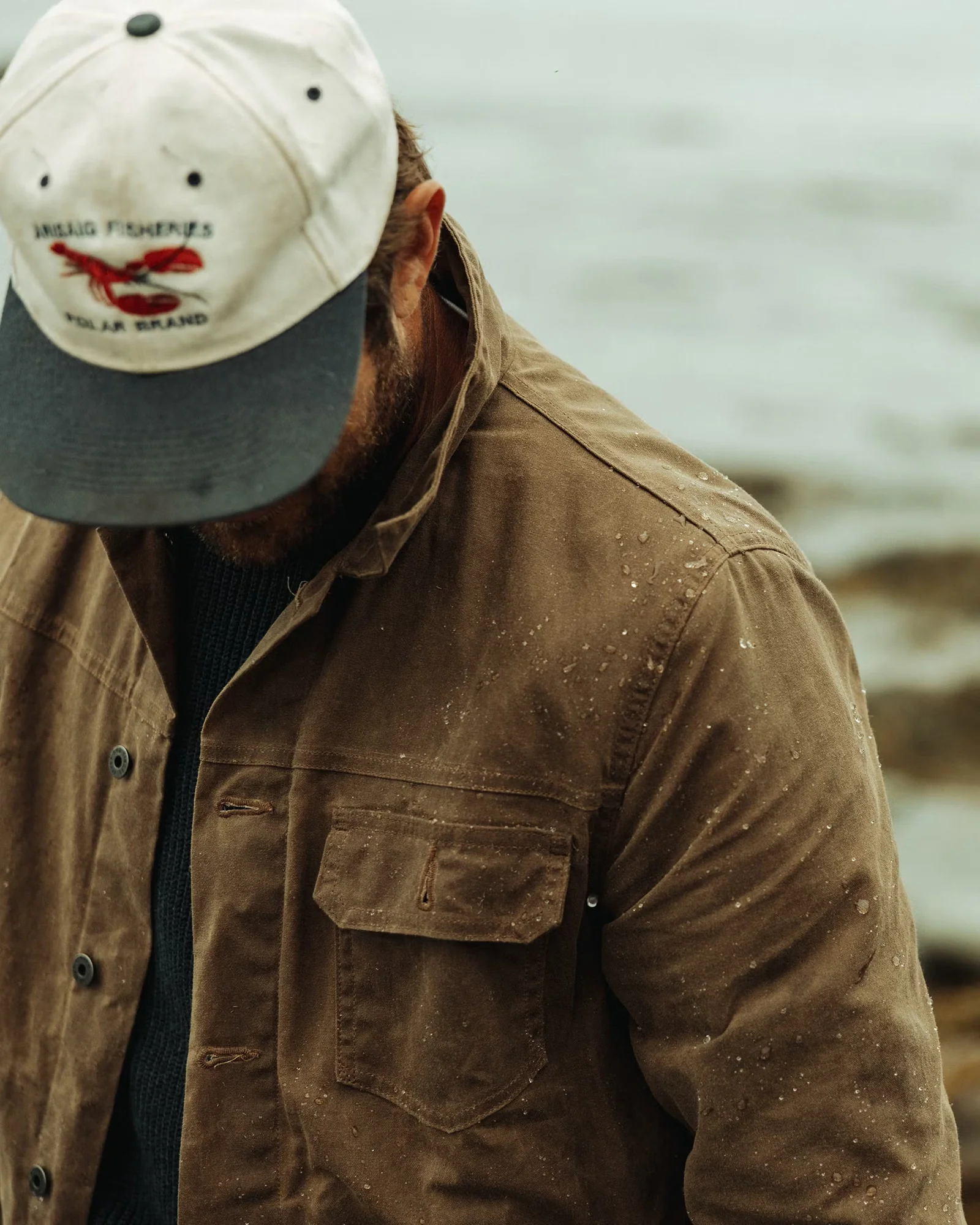 Flannel Lined Waxed Trucker Jacket in Havana - Image 6