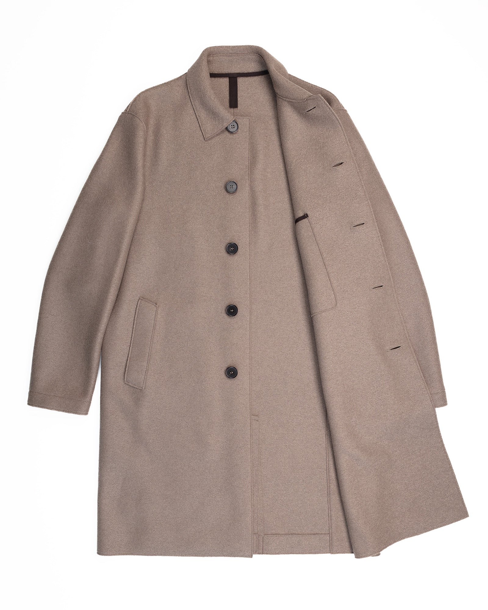 Mac Coat in Taupe Pressed Wool - Image 8