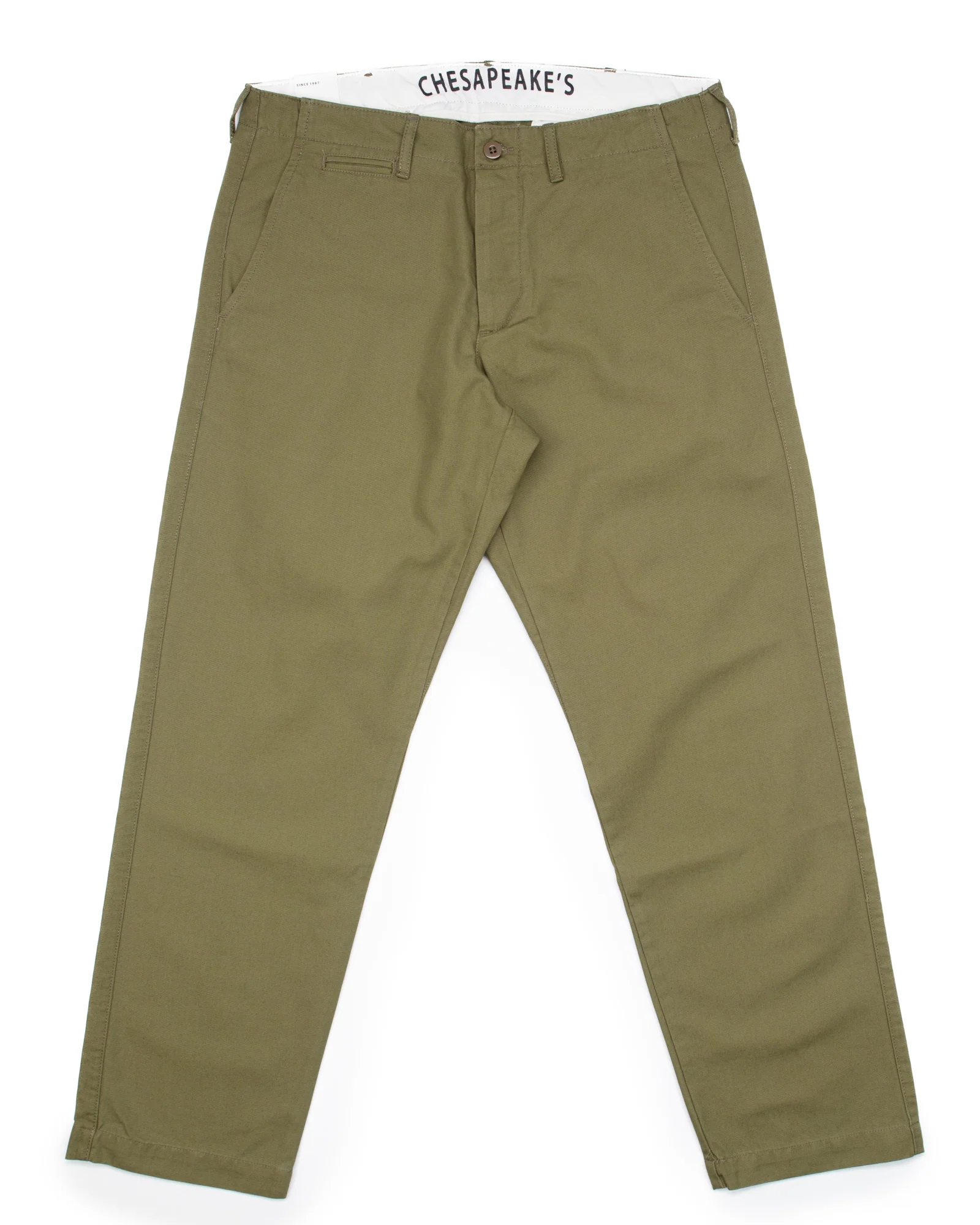 Officer Chinos in Military Green Micro Canvas - Image 2