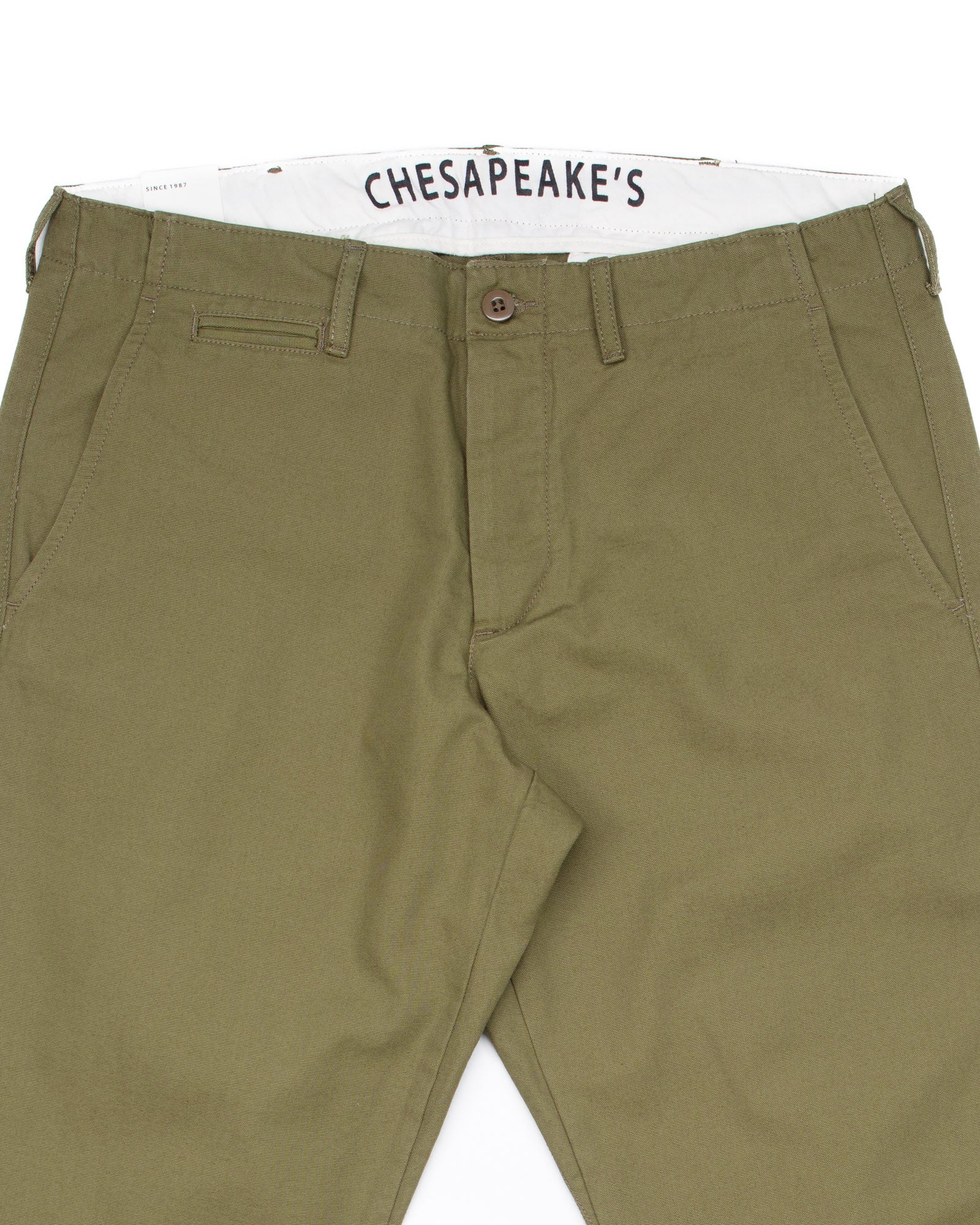 Officer Chinos in Military Green Micro Canvas - Image 3