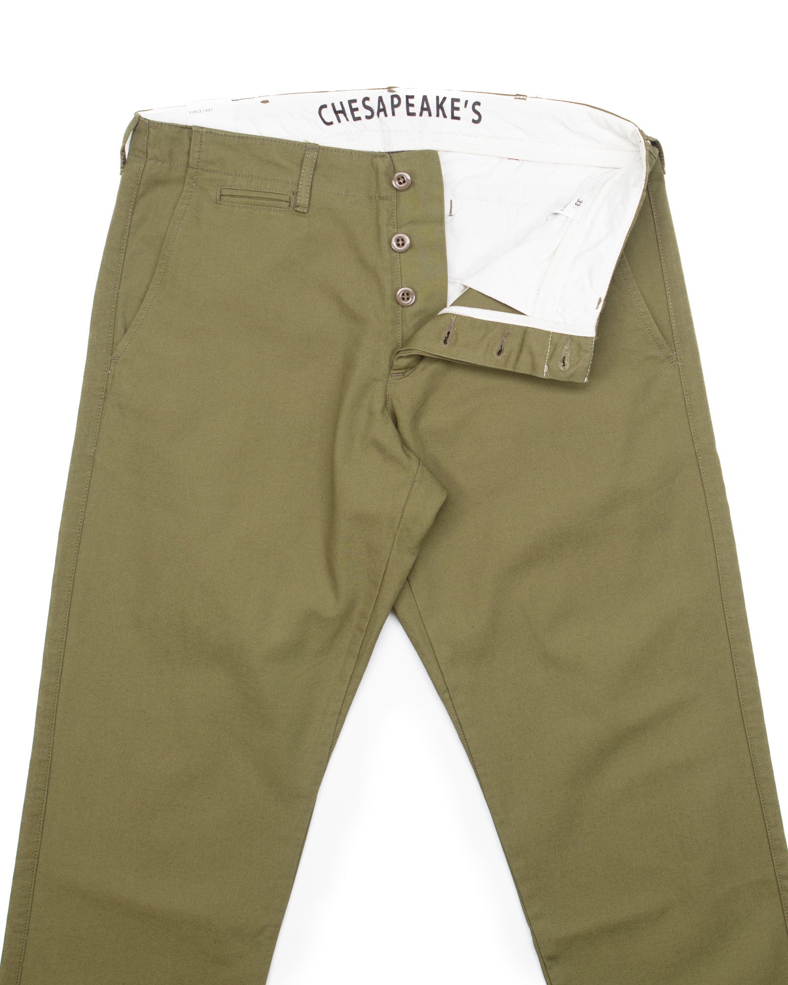 Officer Chinos in Military Green Micro Canvas - Image 5