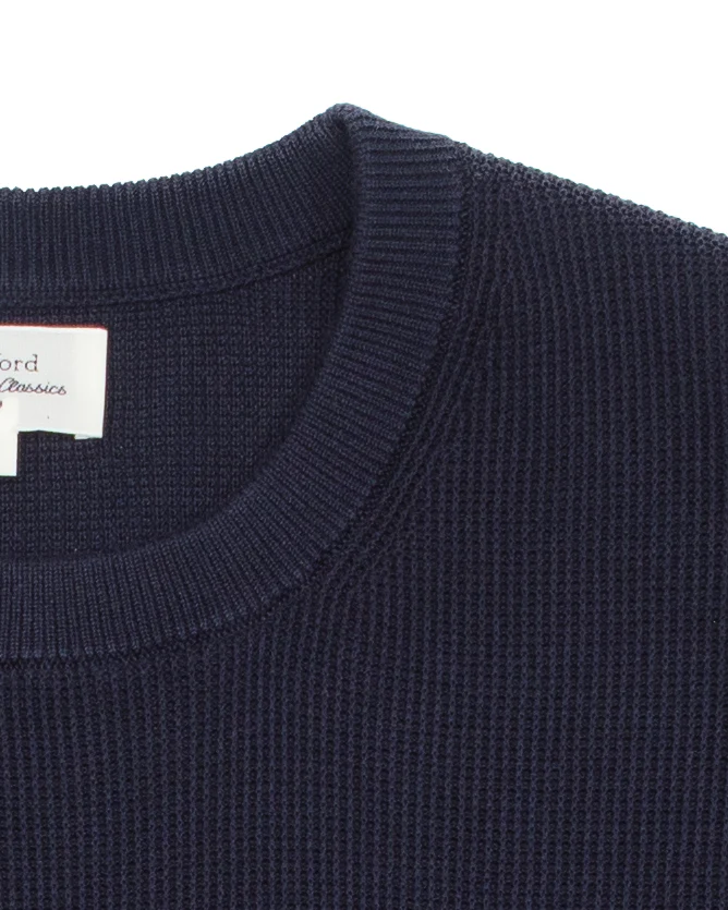 Pique Cotton Tee in Navy - Image 3