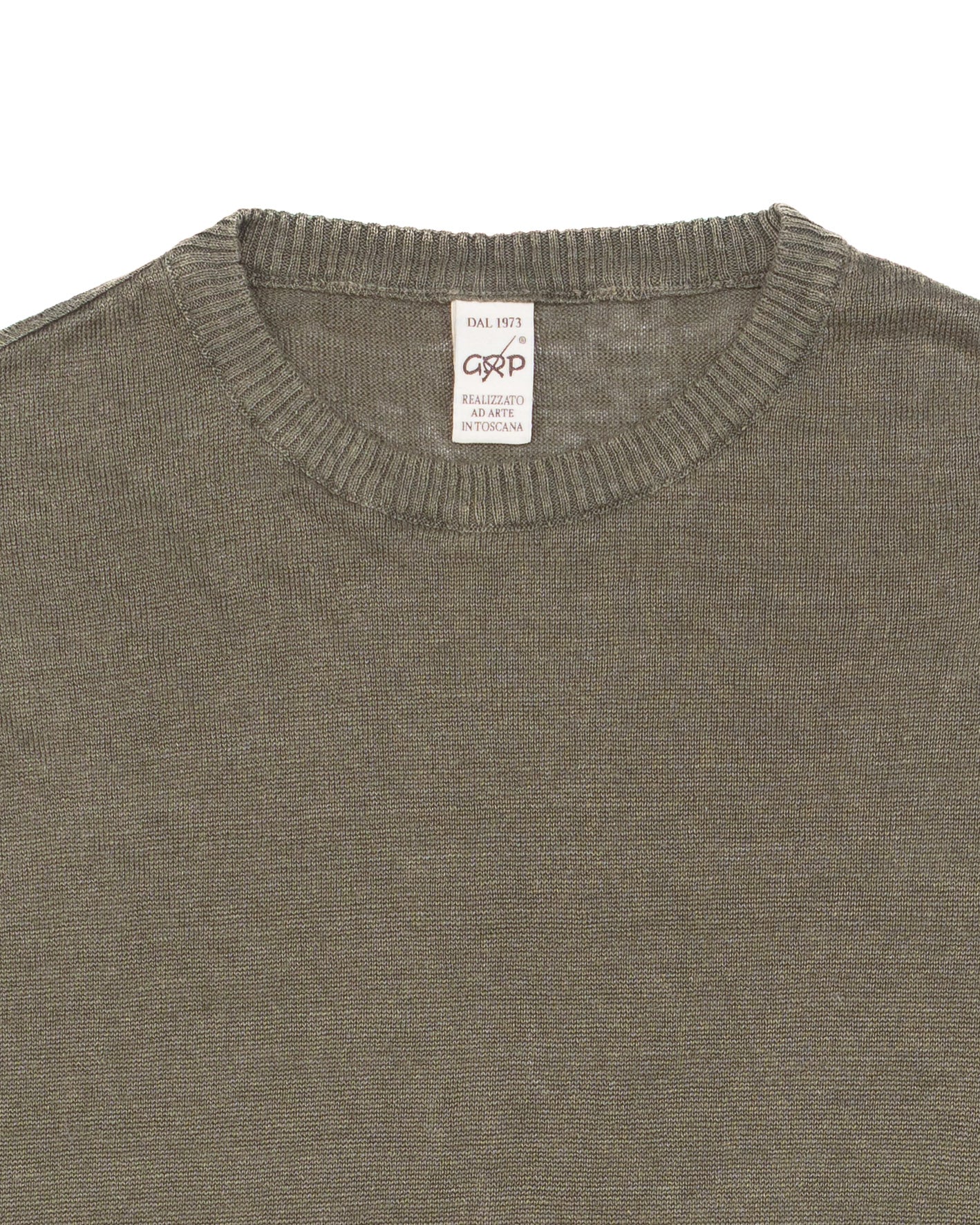 PL10 Short Sleeve Linen Crewneck in Military Green - Image 2