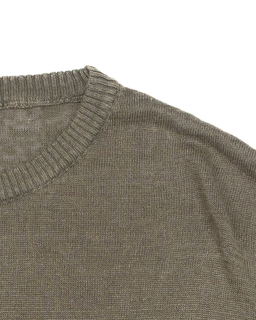 PL10 Short Sleeve Linen Crewneck in Military Green - Image 3