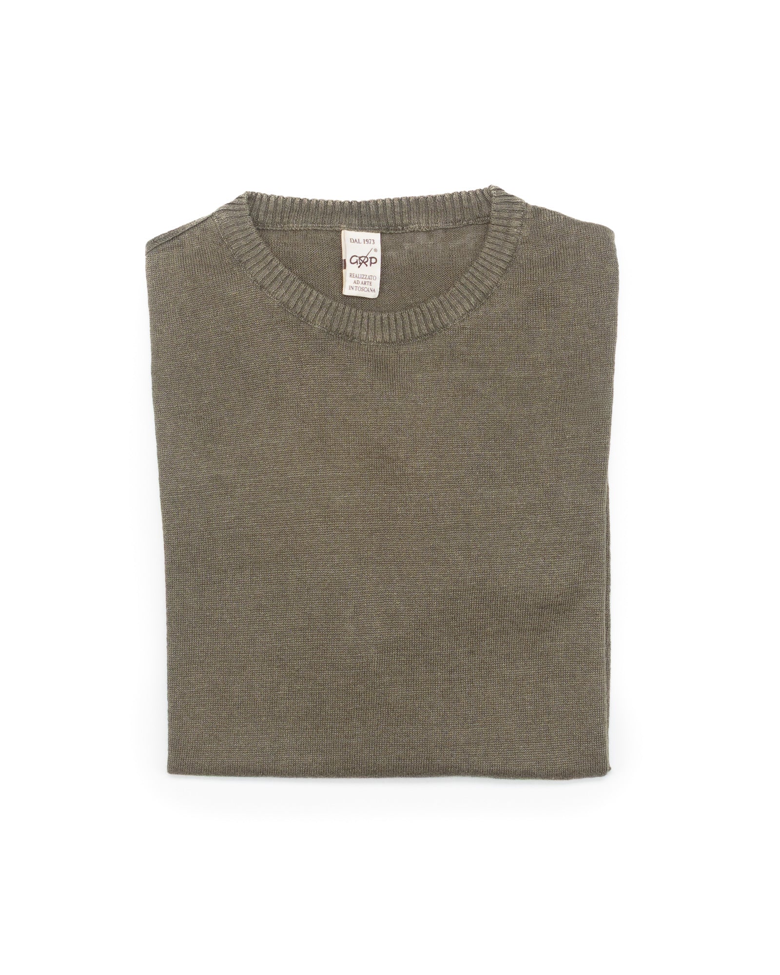 PL10 Short Sleeve Linen Crewneck in Military Green - Image 4