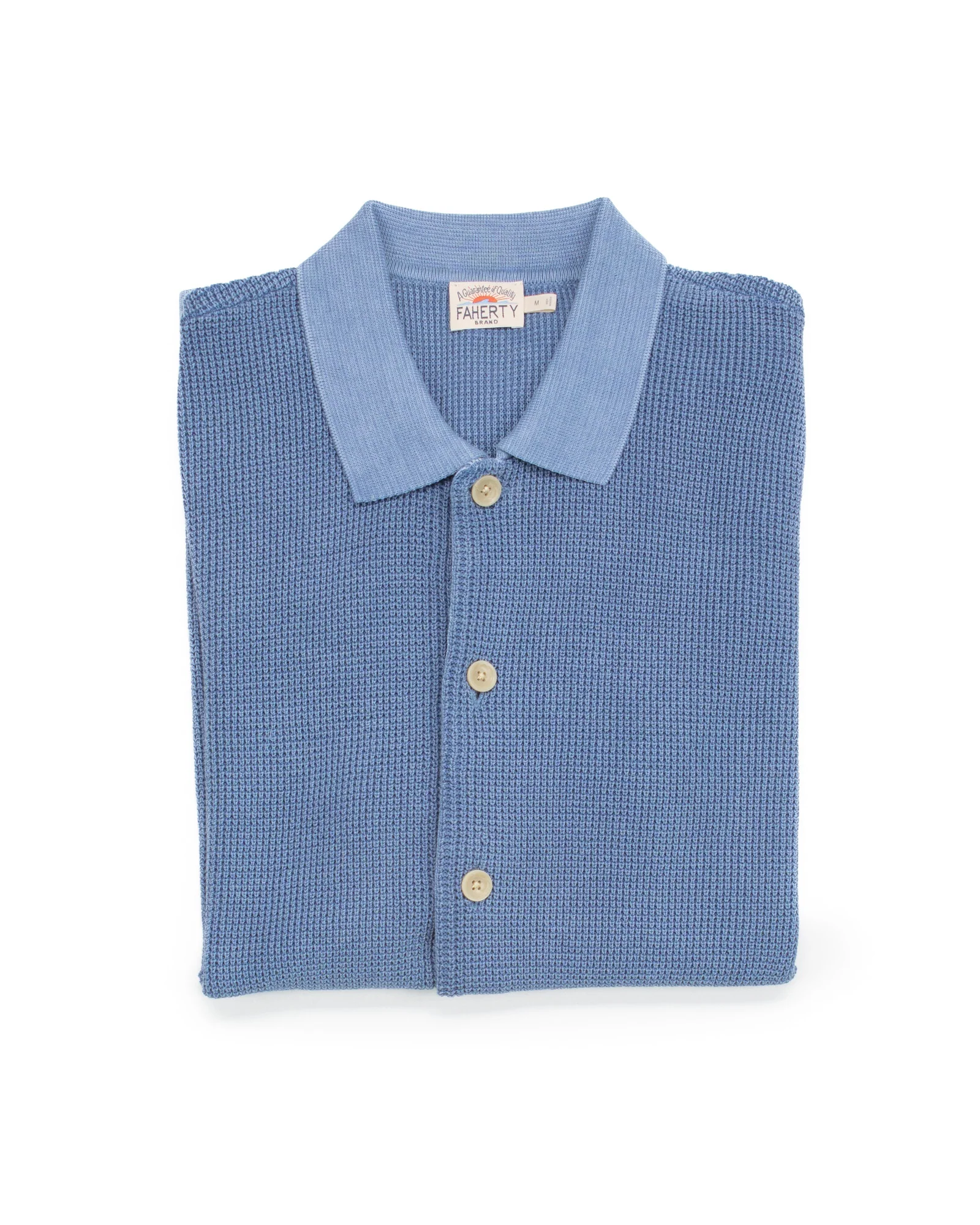 Short-Sleeve Sunwashed Sweater Shirt in Blue Sea - Image 4