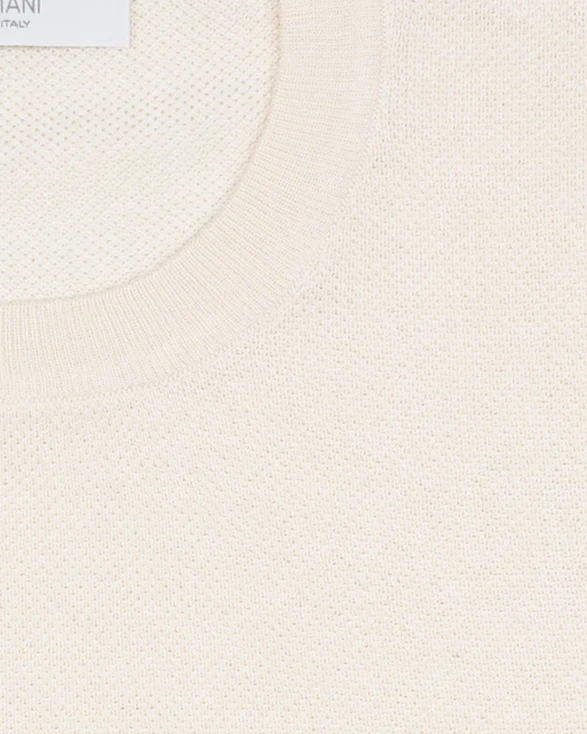 Silk & Cotton Tee in Ecru - Image 3