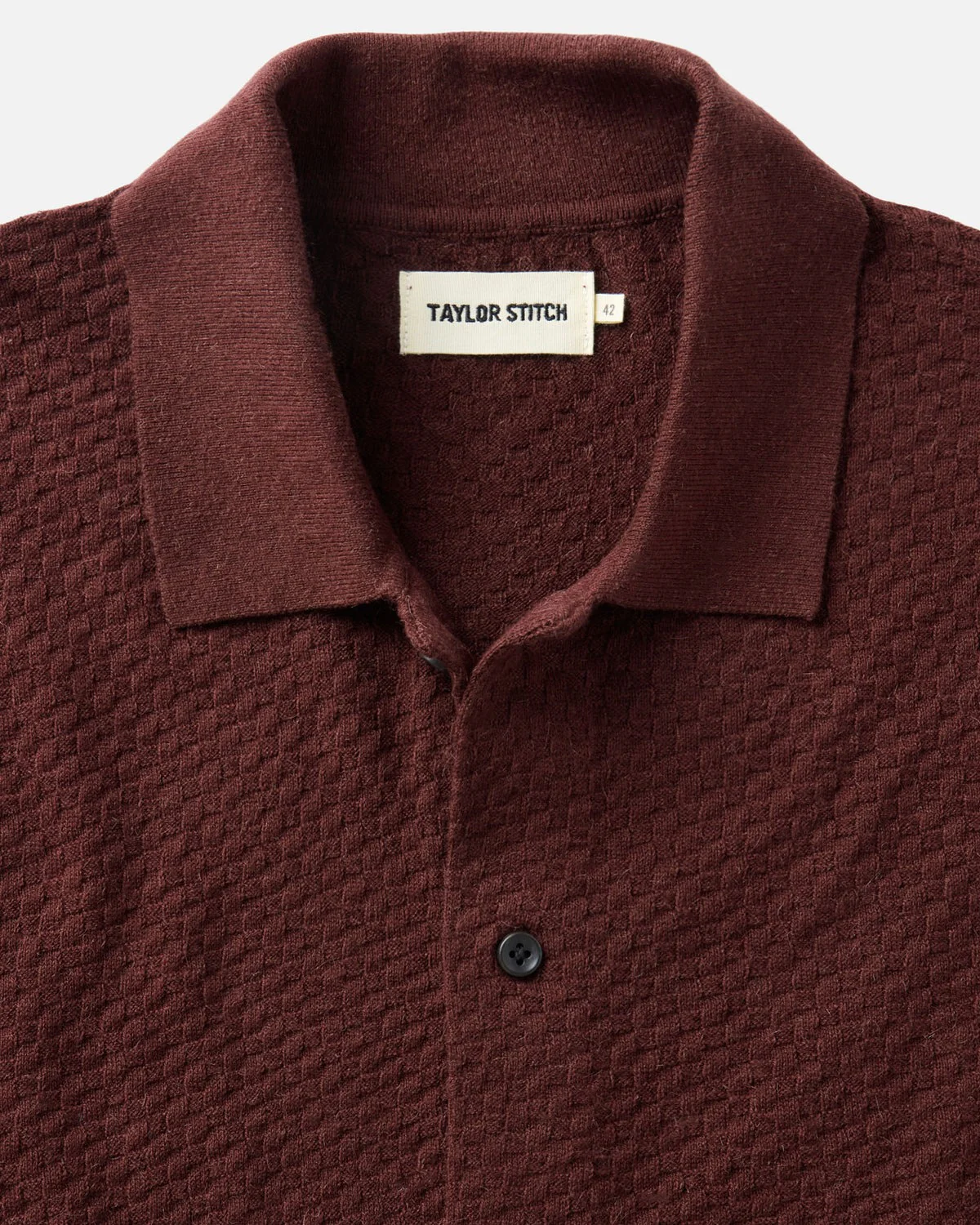 The Arlo Sweater Polo in Burgundy Texture Knit - Image 4