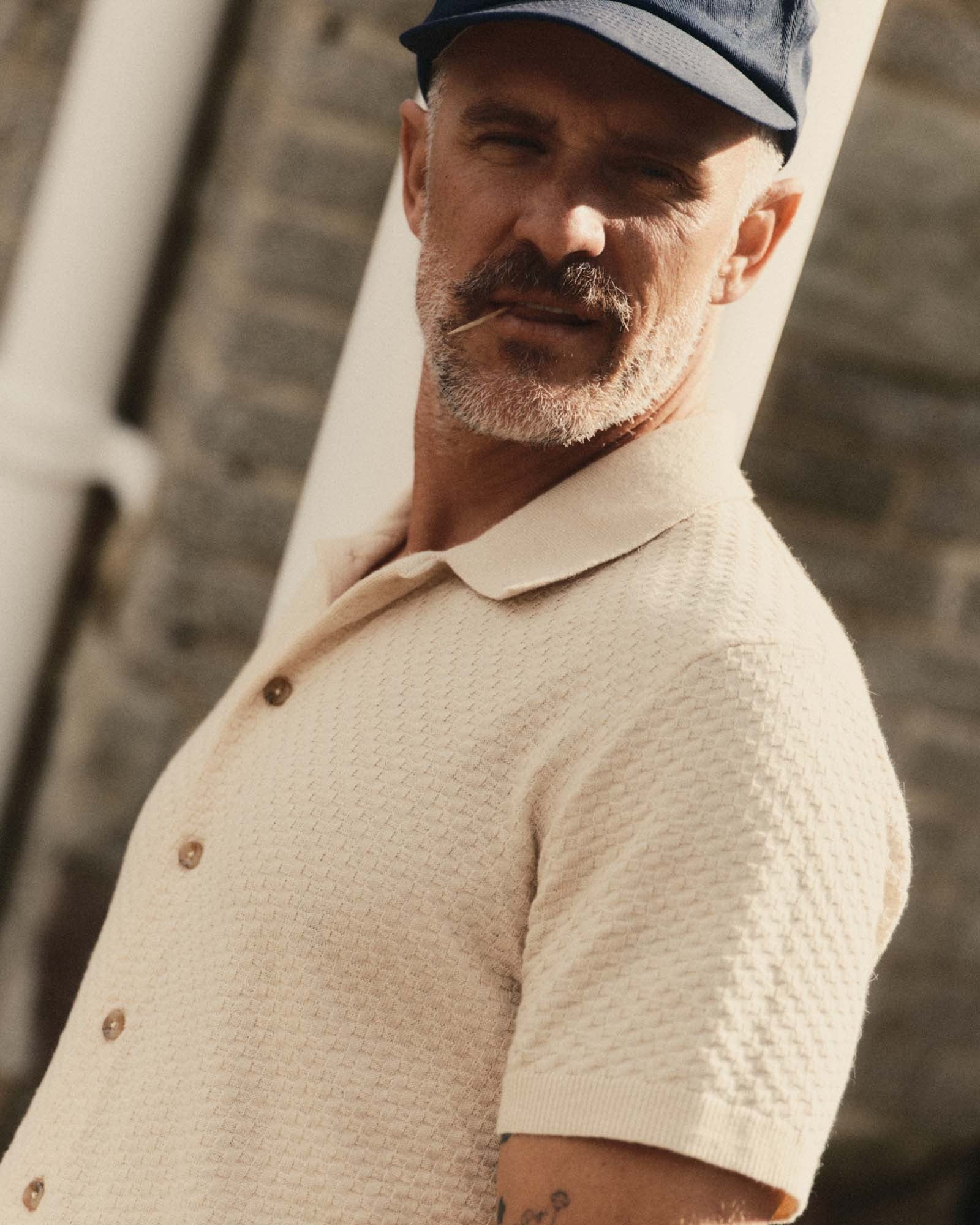 The Arlo Sweater Polo in Oat Texture Knit - Image 2