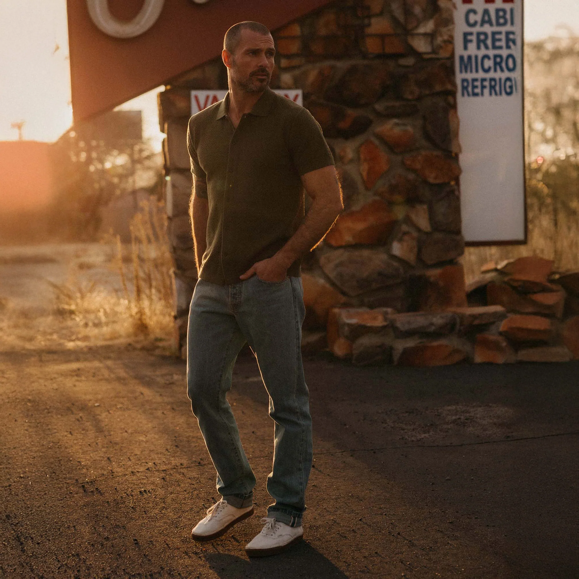 The Button Down Polo in Cilantro Herringbone - Image 3