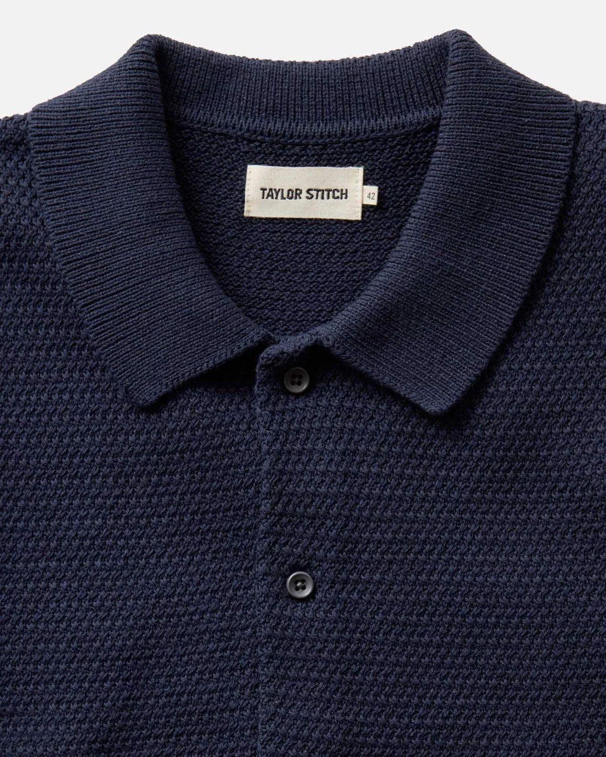 The Button Down Polo in Dark Navy Crochet - Image 4
