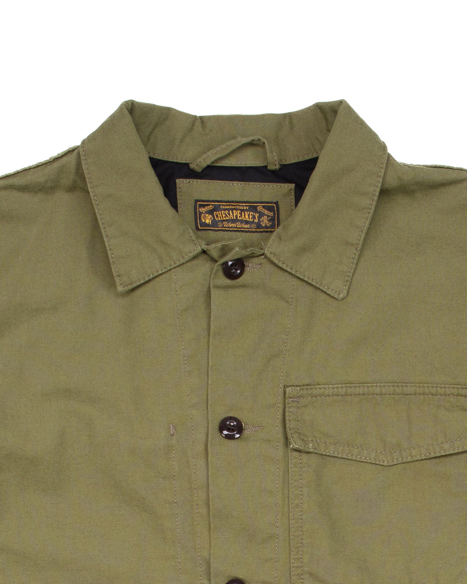 The Concord Work Shirt in Military Green Canvas - Image 2