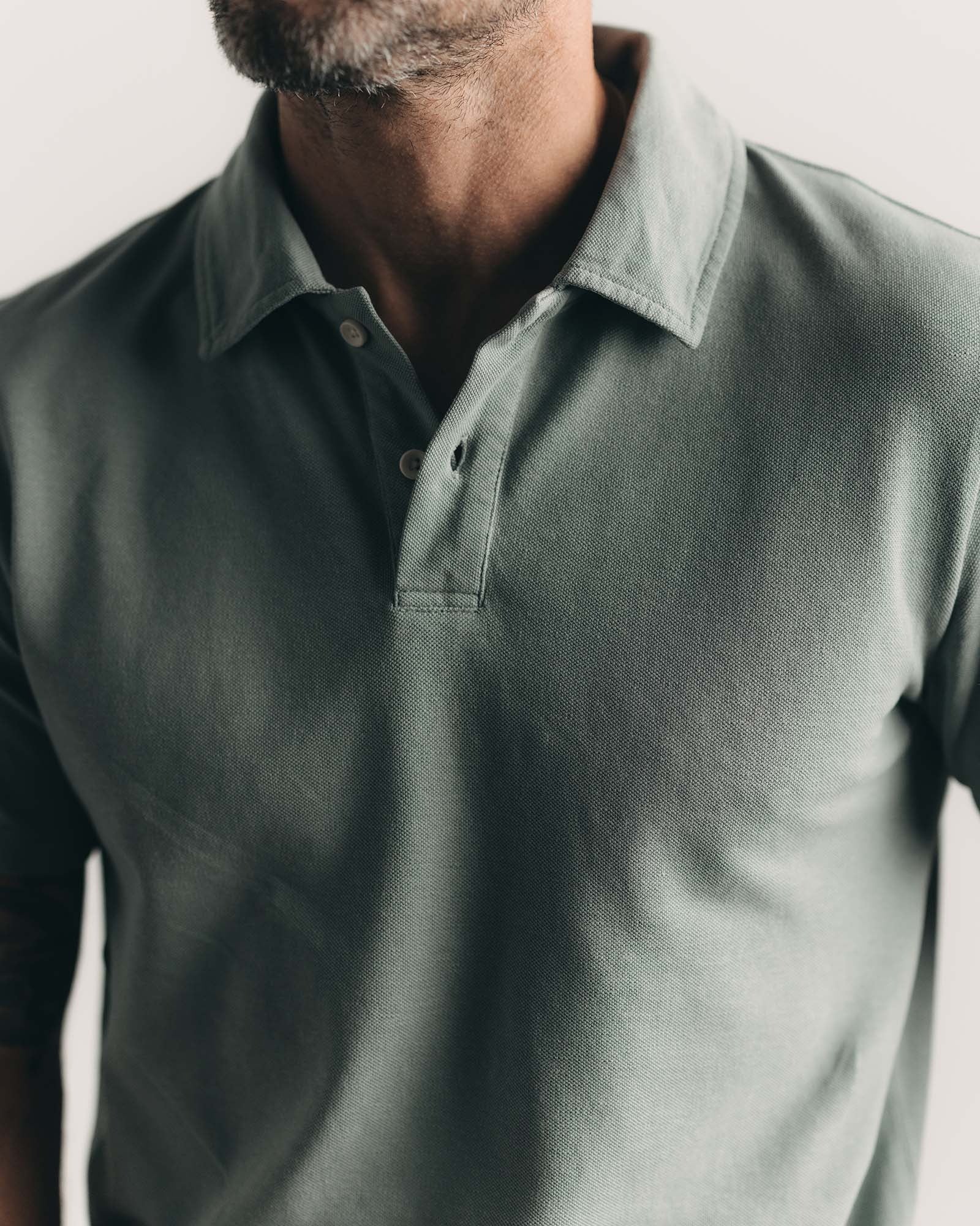 The Cotton Hemp Polo in Surf Green Pique - Image 2