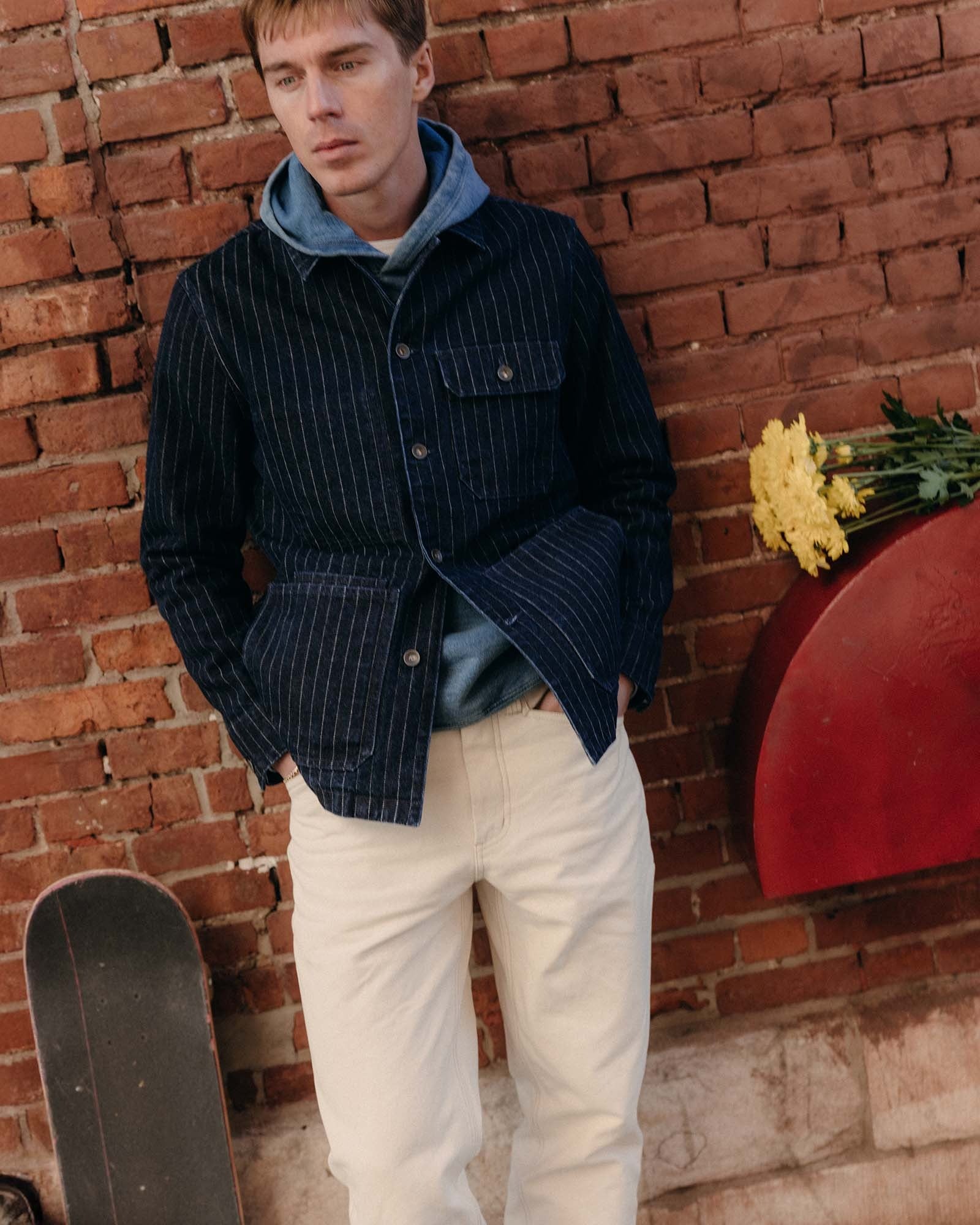 The Fremont Jacket in Rinsed Indigo Dobby Denim - Image 4