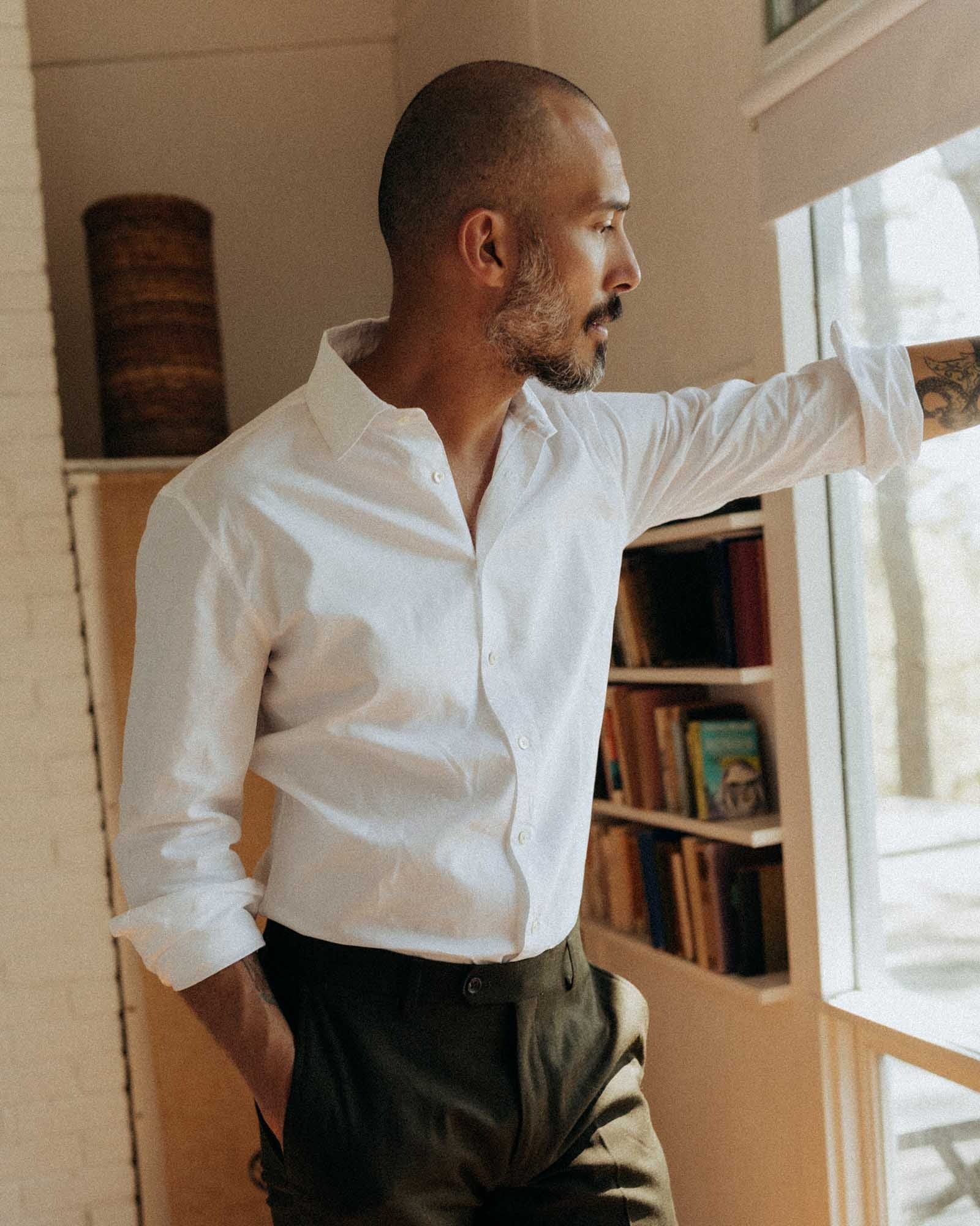 The Hyde Shirt in White Pinpoint Oxford - Image 2