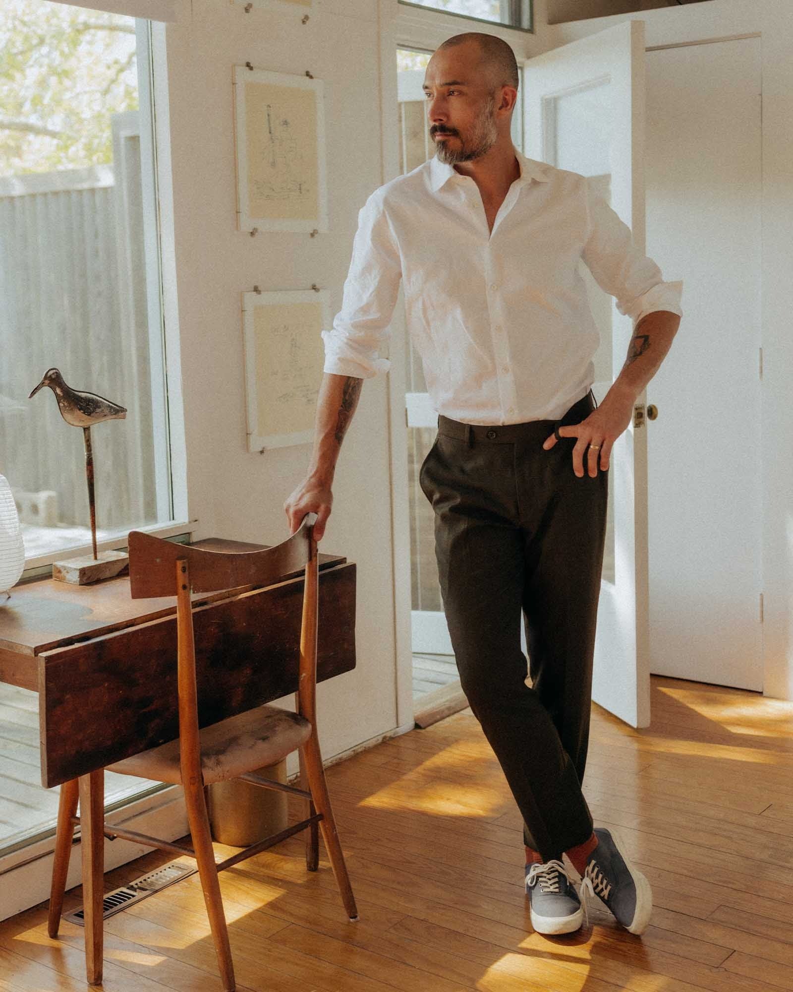 The Hyde Shirt in White Pinpoint Oxford - Image 4