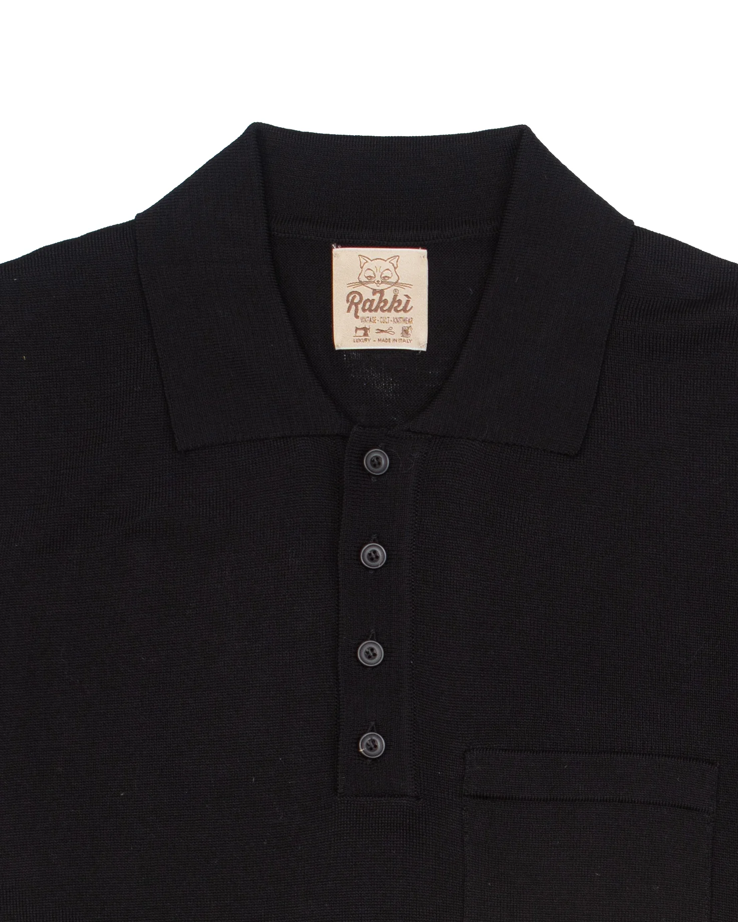 The JFK Buttoned Pocket Polo in Black - Image 5