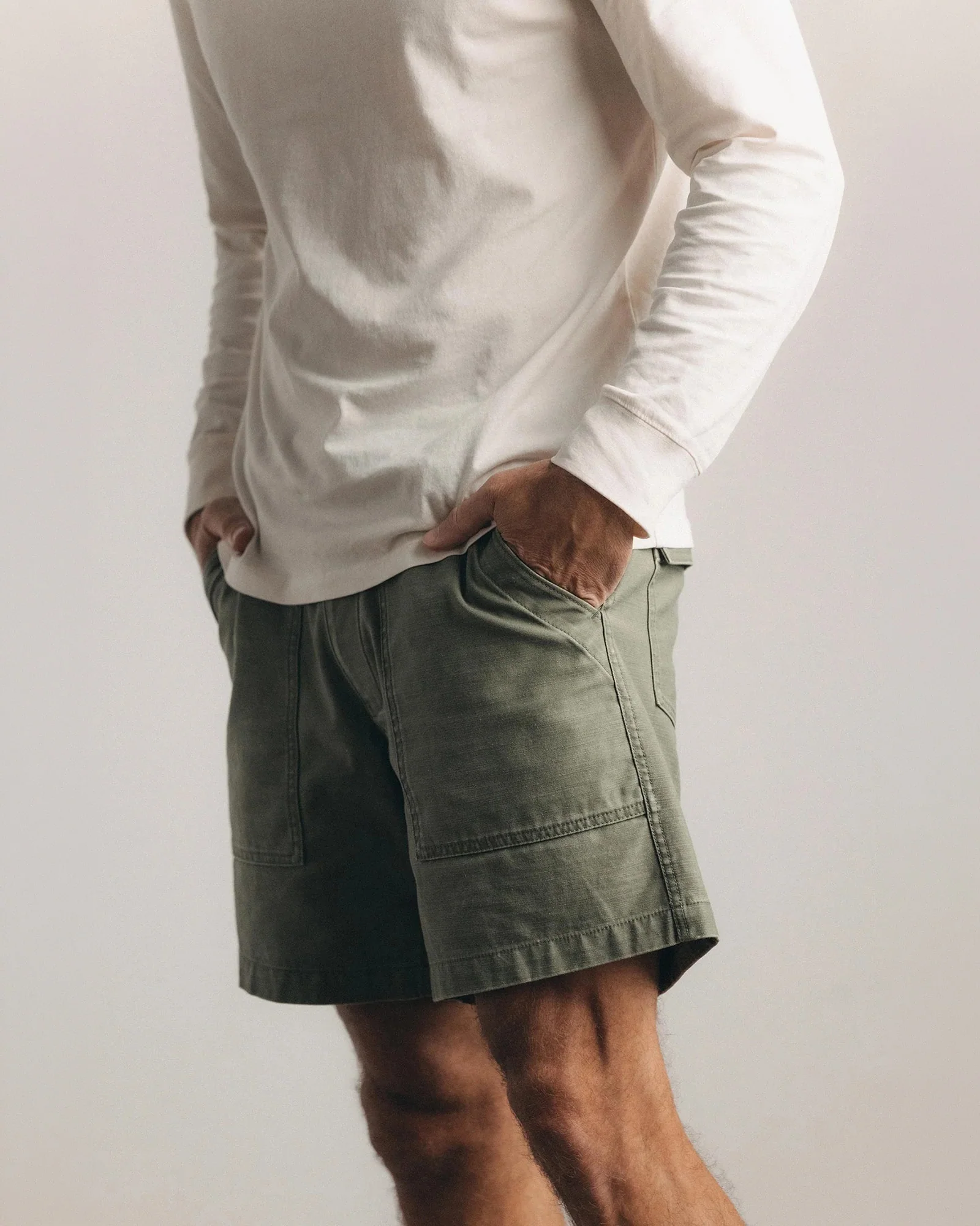 The Surplus Short in Field Olive Reverse Sateen - Image 2