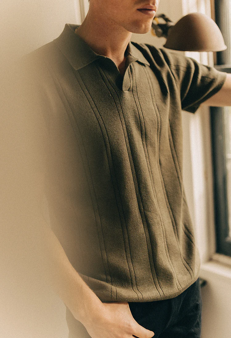 The Valencia Sweater Polo in Heather Cilantro Rib - Image 4