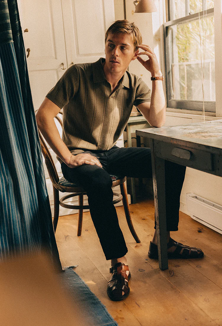 The Valencia Sweater Polo in Heather Cilantro Rib - Image 5