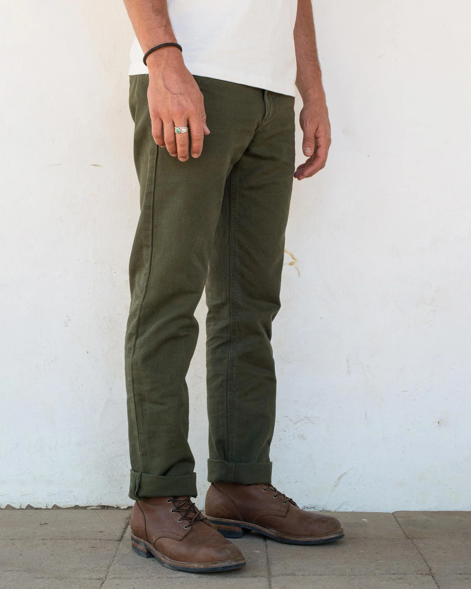 Workers Chino 14oz Slub Army Green - Image 6