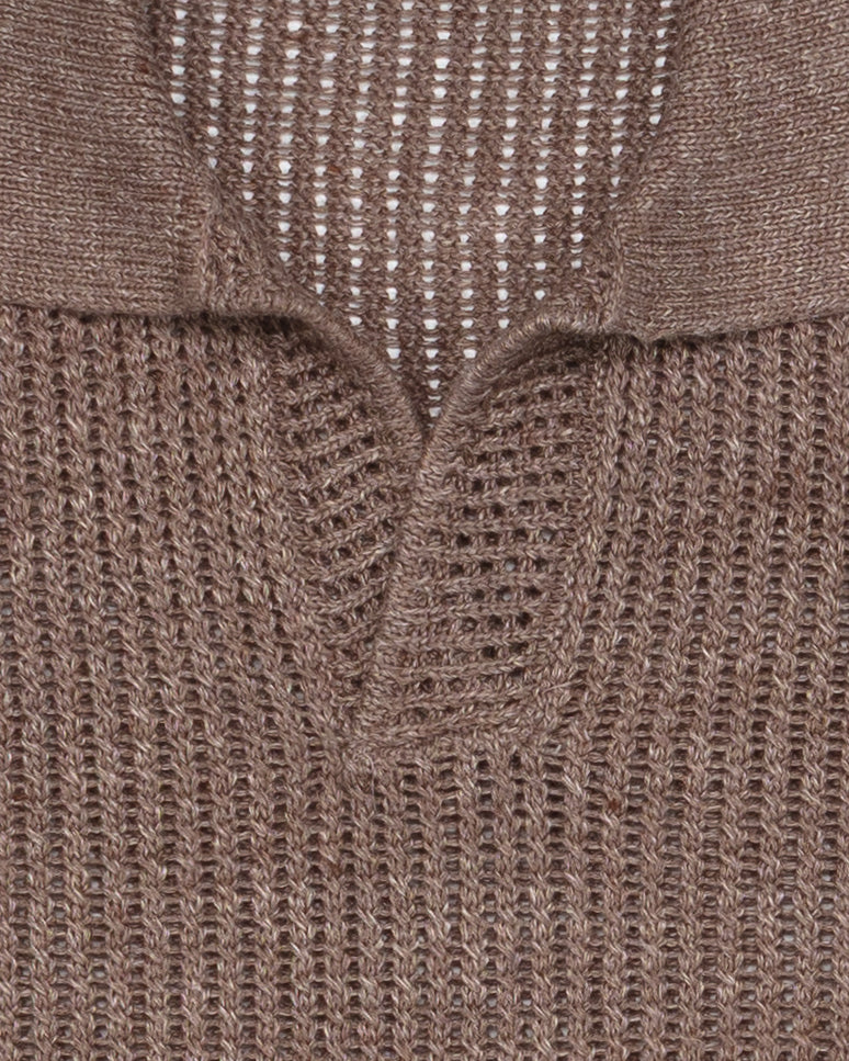 Woven Polo in Carruba Melange - Image 4