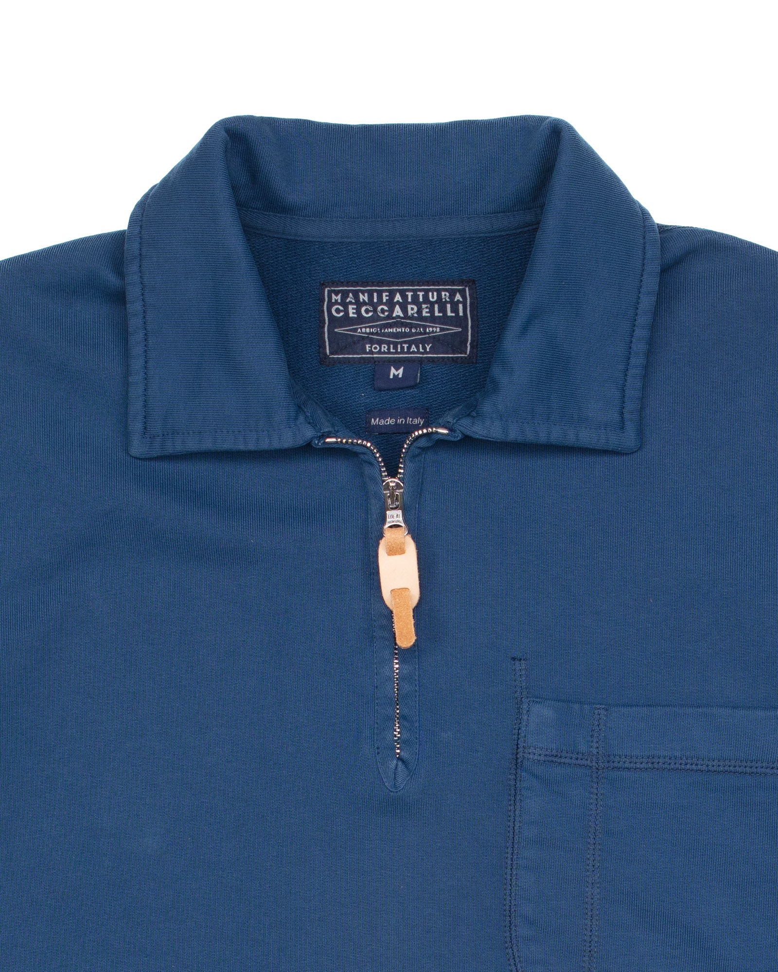 Zip Polo Sweatshirt F201 in Indigo - Image 2