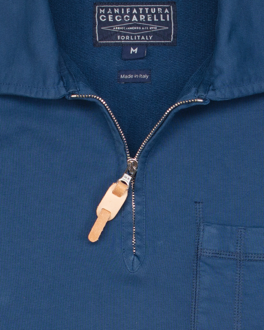 Zip Polo Sweatshirt F201 in Indigo - Image 4